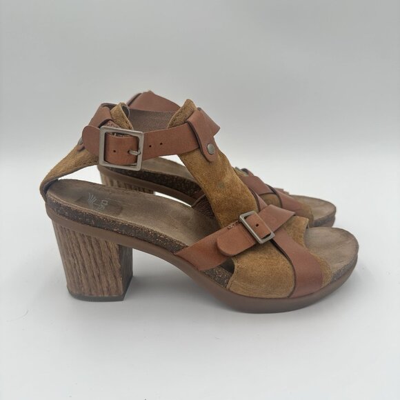 DANSKO Women’s Dominque Brown Leather Block Heel Leather Sandals US 7.5-8 EU 38 - Picture 1 of 10
